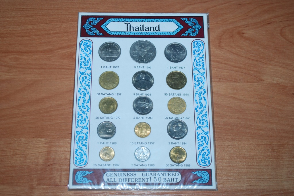 Kolekcjonerski zestaw starych monet z THAILAND
