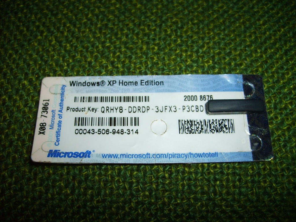 KLUCZ WINDOWS XP -- HOME EDITION