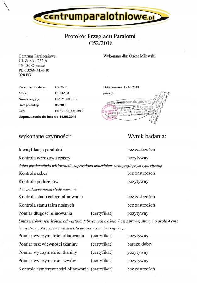 Paralotnia OZONE Delta M (80-100kg)