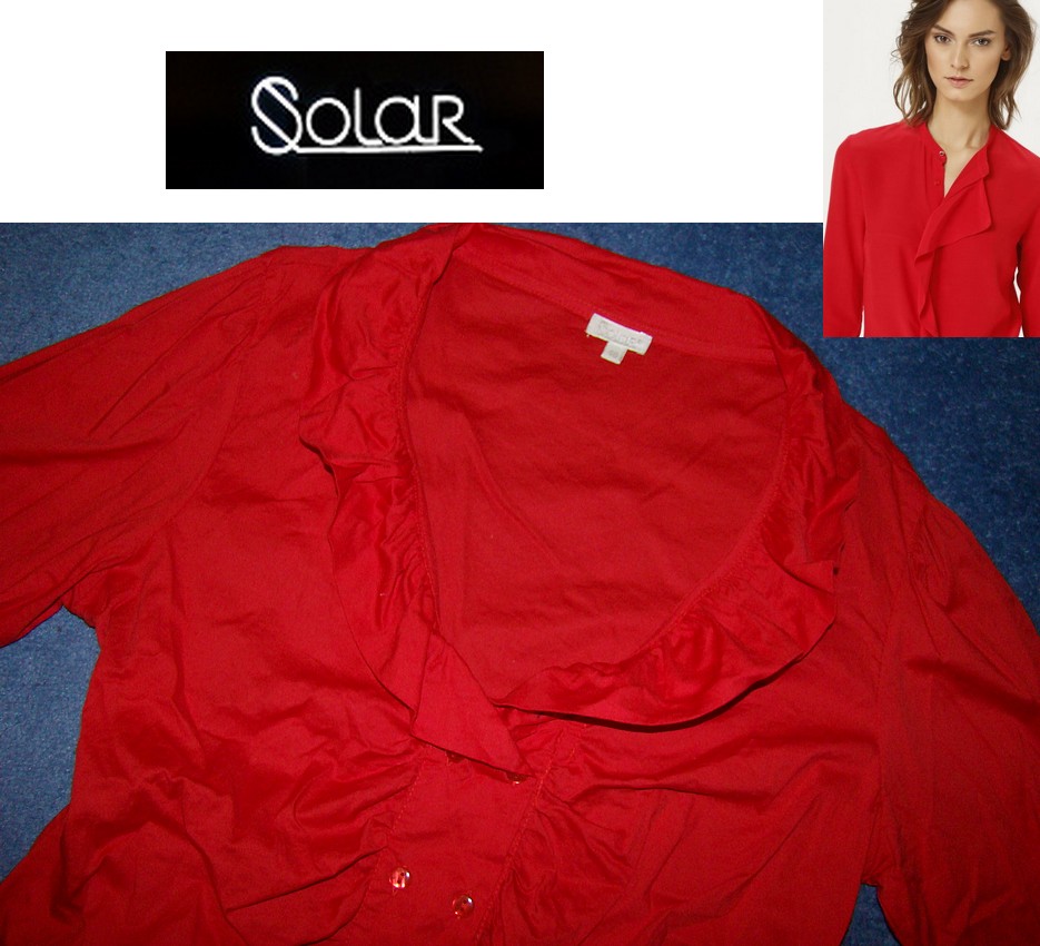 SOLAR piękna bluzka koszula czerwona stan ideał L