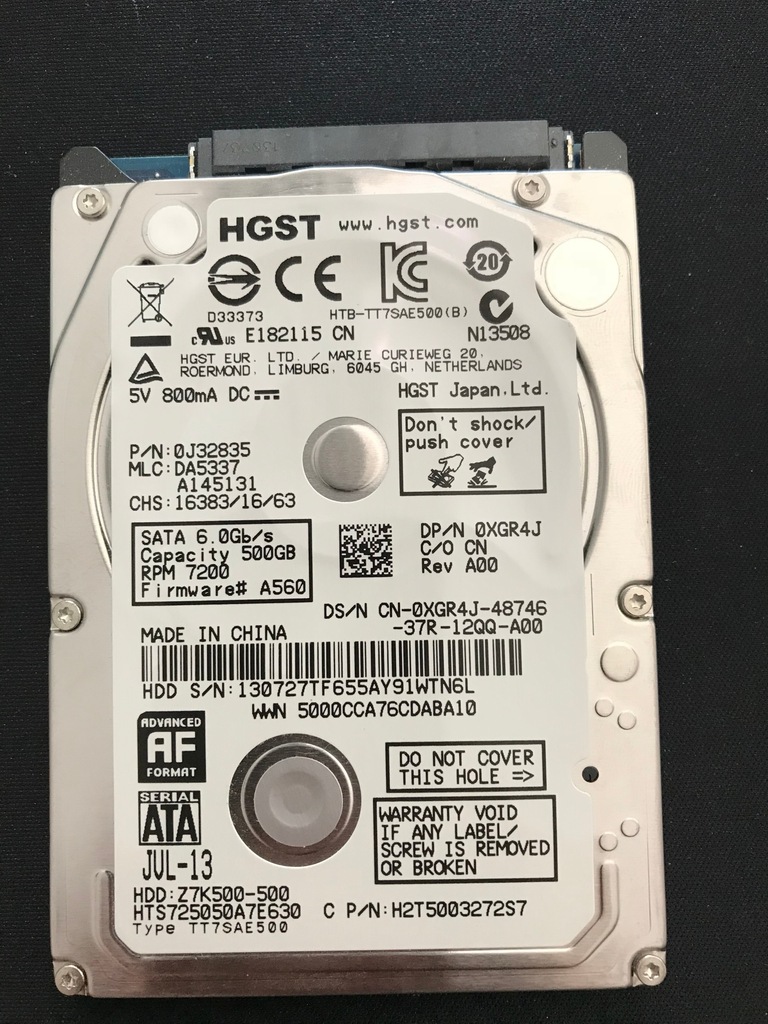 HGST HTS725050A7E630 500GB - 7430687576 - oficjalne archiwum Allegro