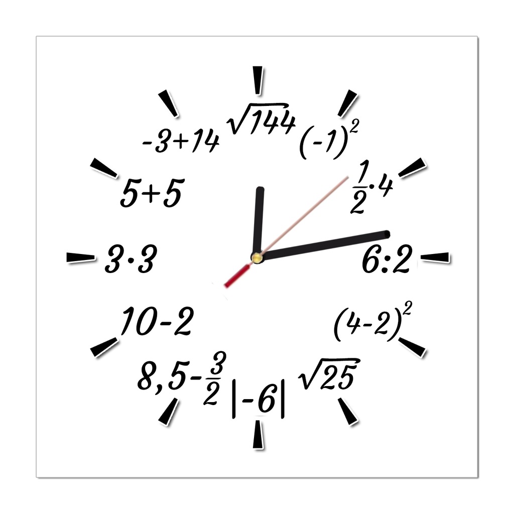 Cichy Zegar Matematyka 30x30cm Wzory matematyczne