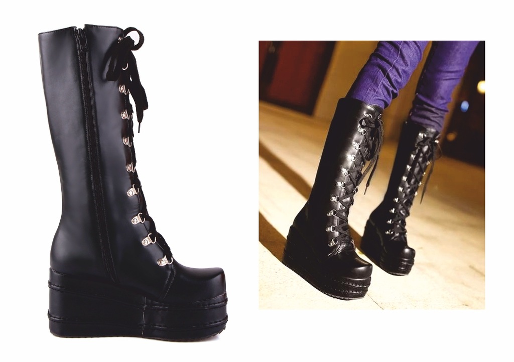 GOTH BUTY MOTOCYKLOWE glany GOTHIC PLATFORMA r. 43