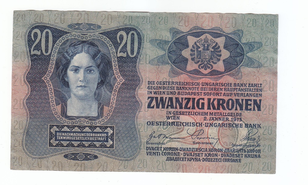 20 DWADZIEŚCIA  KORON 1915 r Austro -Węgry