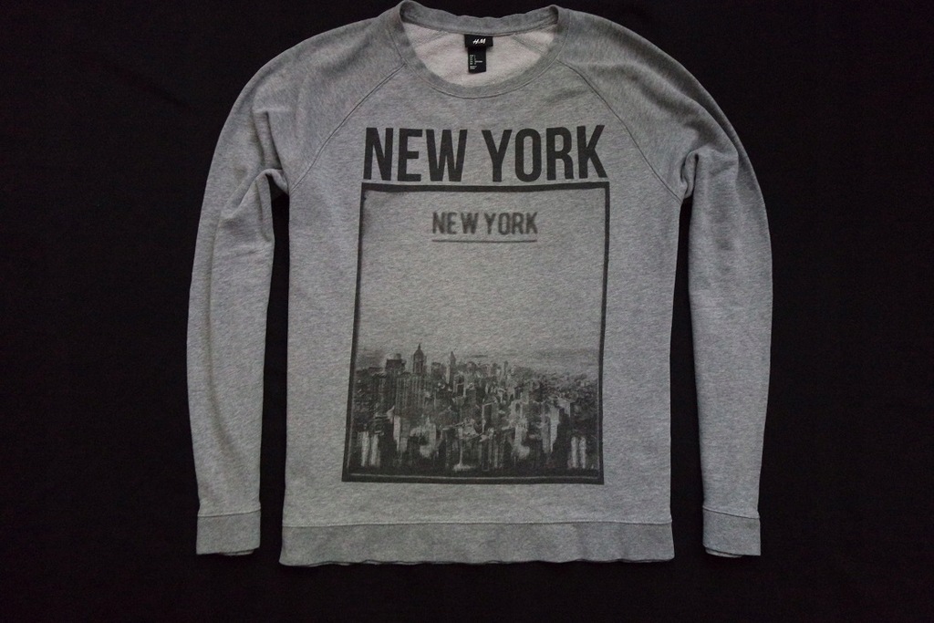 H&amp;M bluza szara nadruk NEW YORK markowa___L/XL