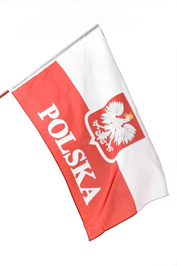 FLAGA POLSKI NARODOWA POLSKA Z GODŁEM 125CM X 75CM