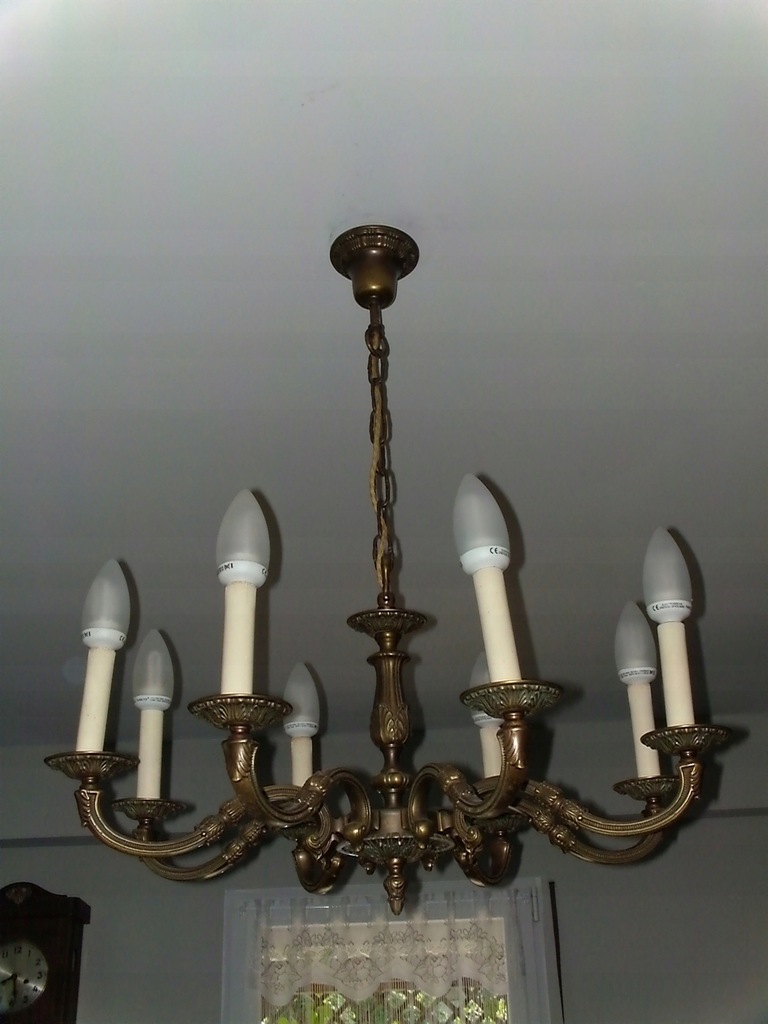 Piękny stary mosiężny żyrandol lampa 8ramion 7,6kg