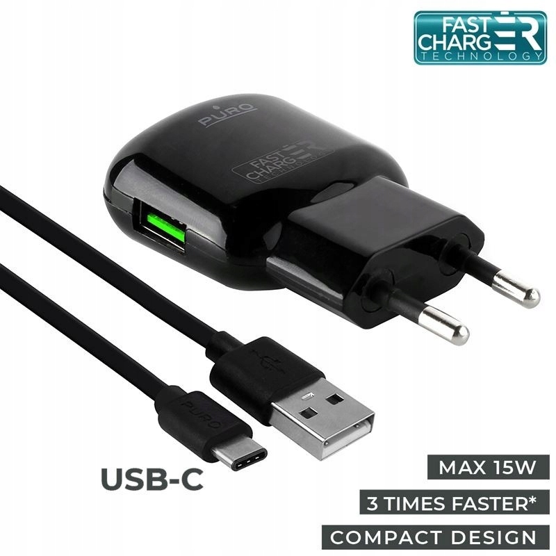 PURO Travel Fast - Ładowarka USB - USB-C (1m, 3A)