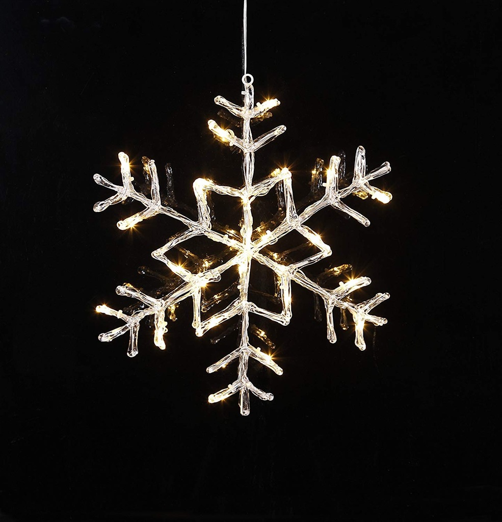 akrylowa śnieżynka 24 LED ciepła biel 40x40cm/k834