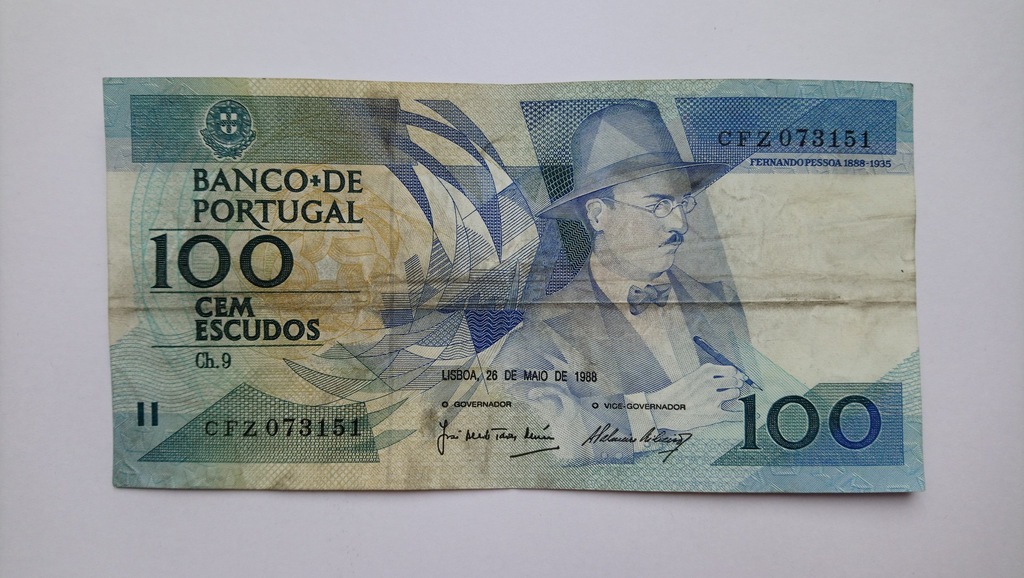 Banknot Portugalia 100 Escudos 1988 rok