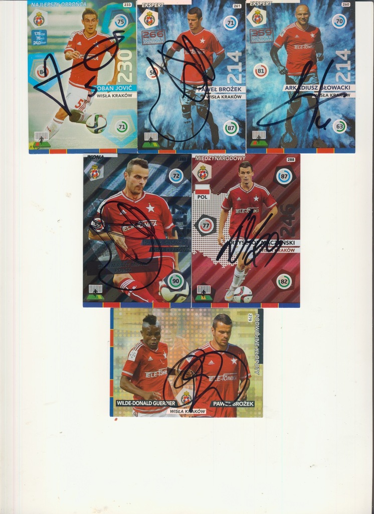 Panini Ekstraklasa Autografy Wisła sez 15/16 x5