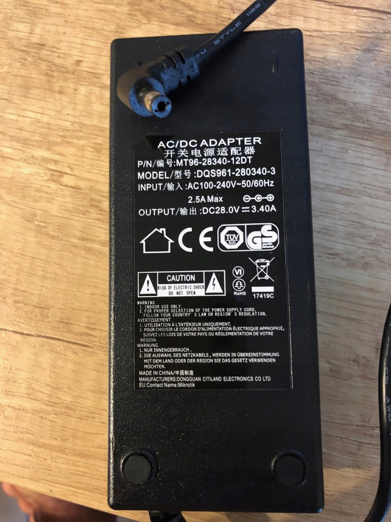 Zasilacz MT96 28V, 3,40A Mikrotik