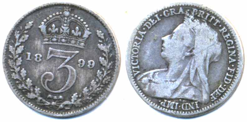 Anglia 3 Pensy 1899 r. srebro 925