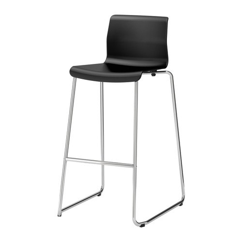 IKEA***GLENN Stołek barowy, czarny, chrom 66 cm