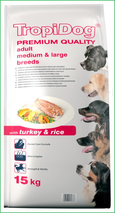 TROPIDOG ( 15 kg ) PREMIUM ADULT Indyk z ryżem