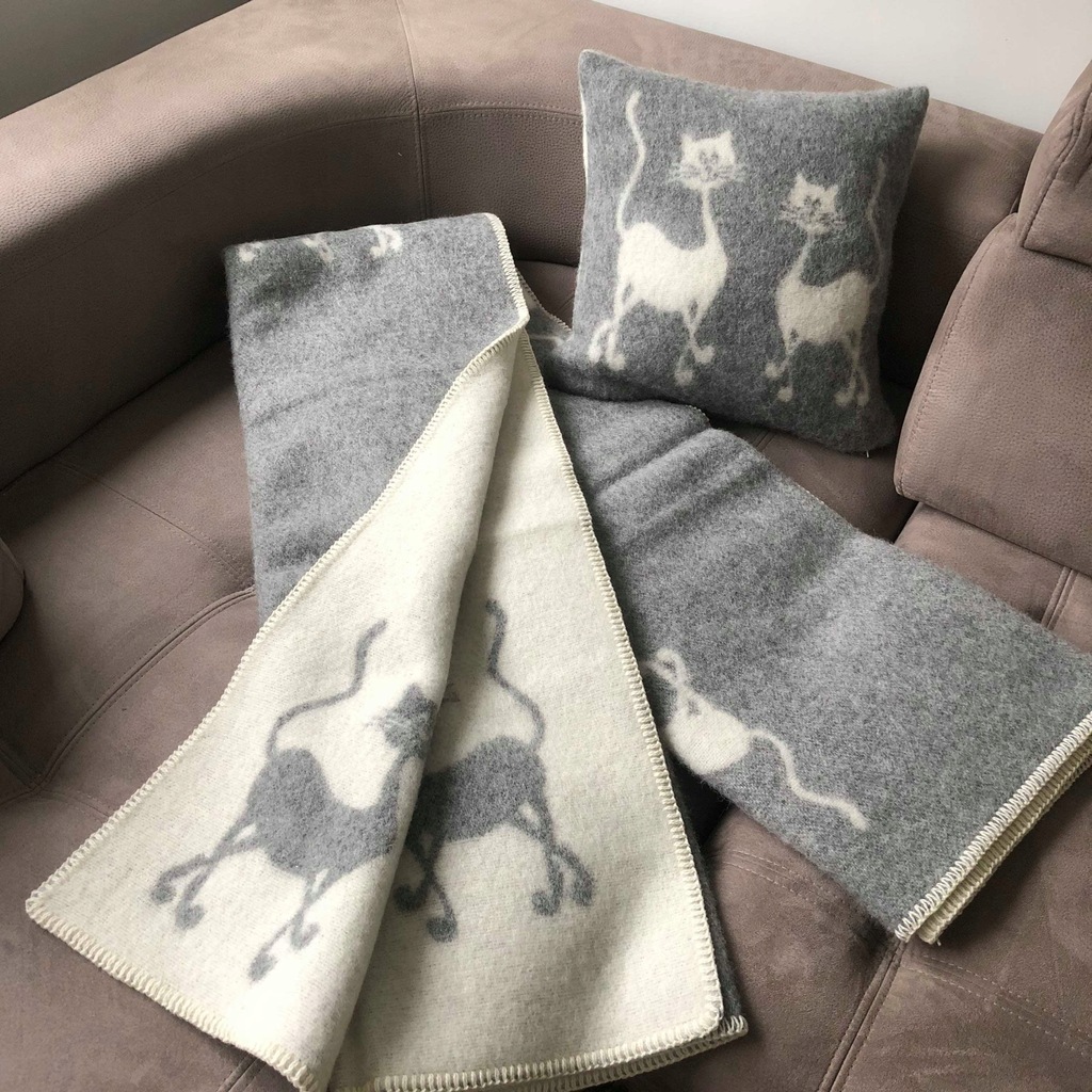 Naturalny 100% wełniany koc Merino 130x200 cm pled