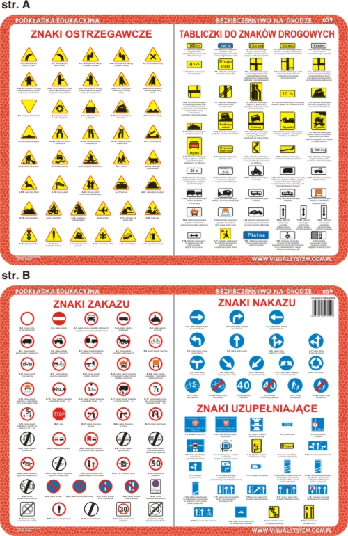 Podkładka ZNAKI DROGOWE Nakazu Zakazu Ostrzegaw 59 - 7036824438 ...