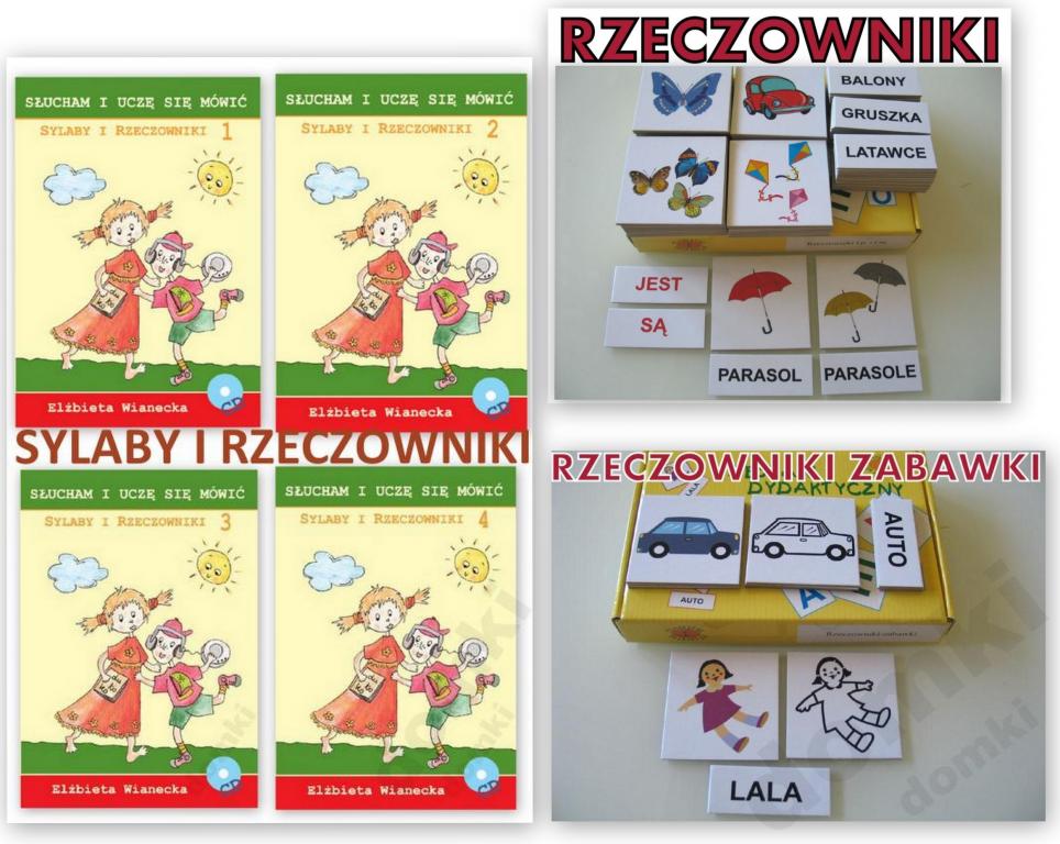 RZECZOWNIKI zabawki sylaby CZYTANIE logopedia MOWA
