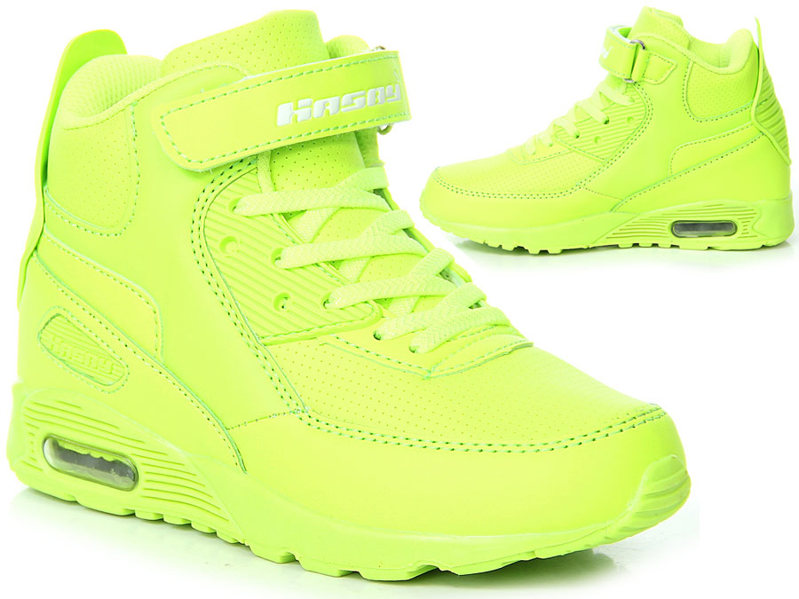 BUTY SPORTOWE neonowe WYSOKIE dziecięce HASBY 35