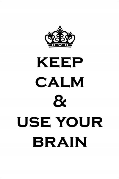 grafiki plakaty KEEP CALM & USE YOUR BRAIN A5