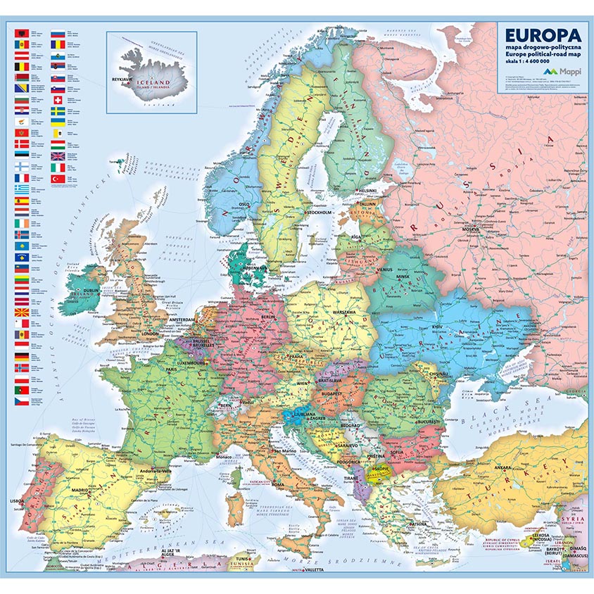 MAPA ŚCIENNA EUROPY 2017 DROGOWOPOLITYCZNA 14