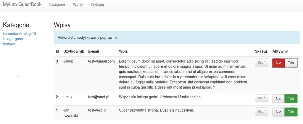 Skrypt PHP JS Księga gości / komentarze na stronie