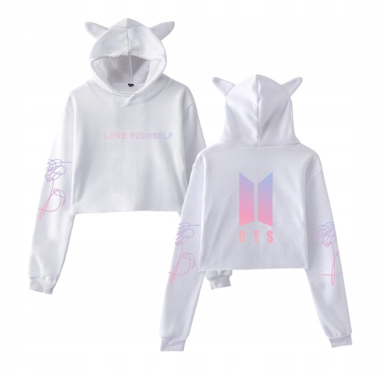 BLUZA BTS BANGTAN BOYS KPOP kaptur uszy S|D5