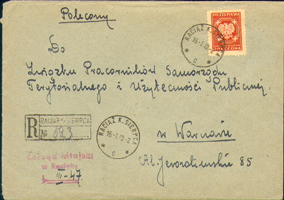 1948 - Raciąż k.Sierpca - polecony