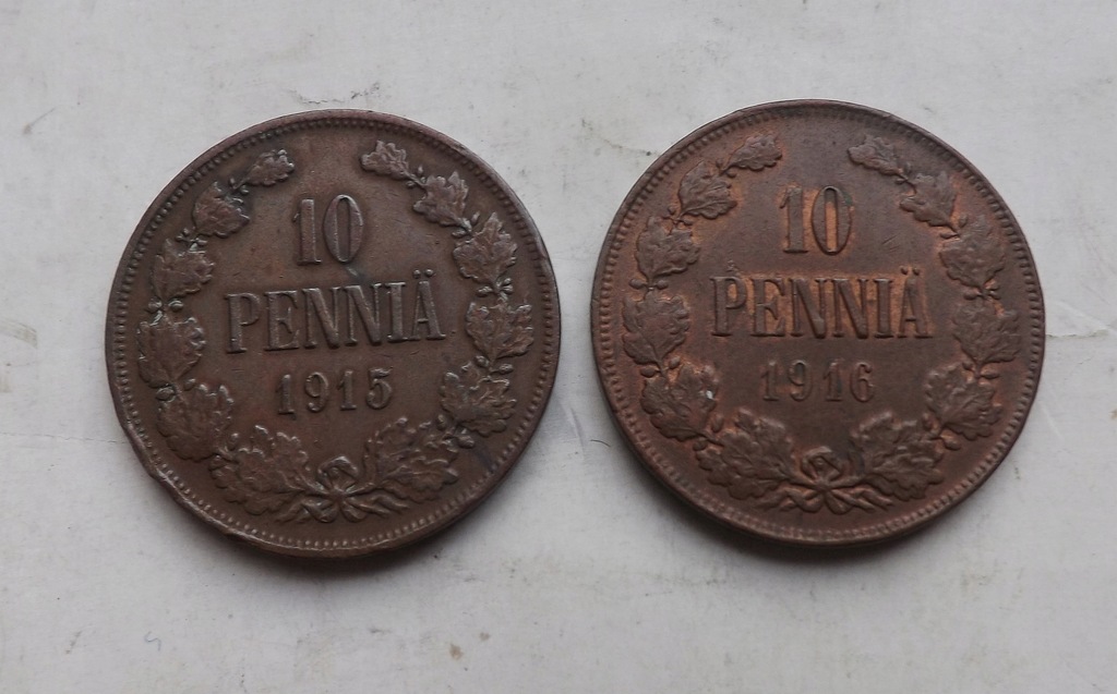 10 PENNIA 1915 + 1916 FINLANDIA