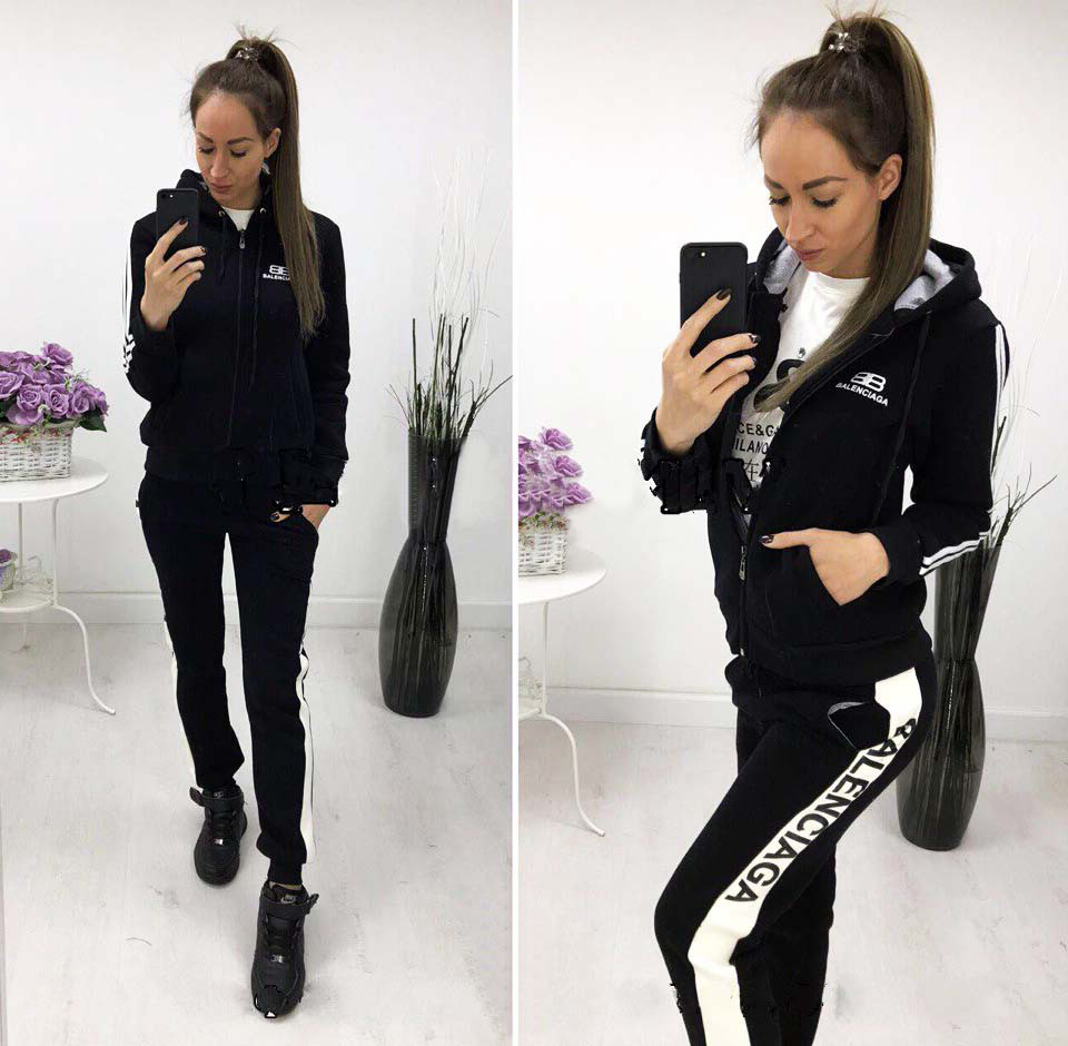 Спортивный костюм Баленсиага женский чёрный