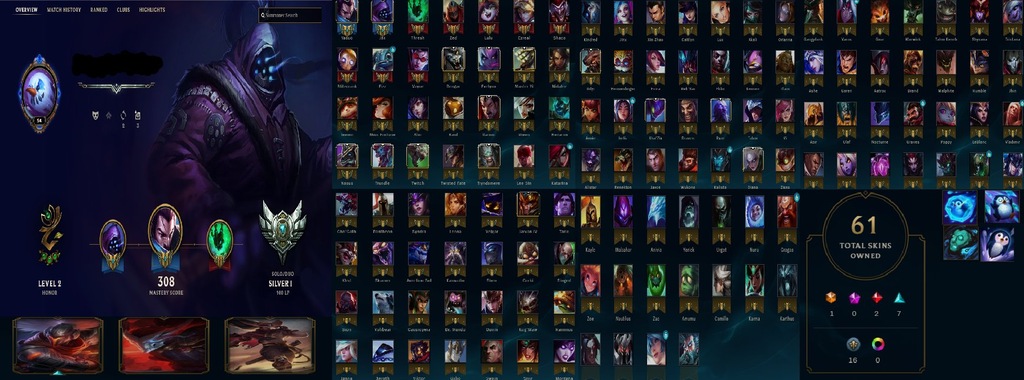 Konto League of Legends Wszystkie Postacie 60skins