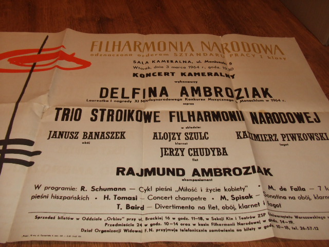 Afisz. Filharmonia Narodowa. Warszawa 03.03.1964