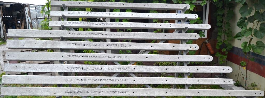 Słupki betonowe do malin winorośli winnic siatki