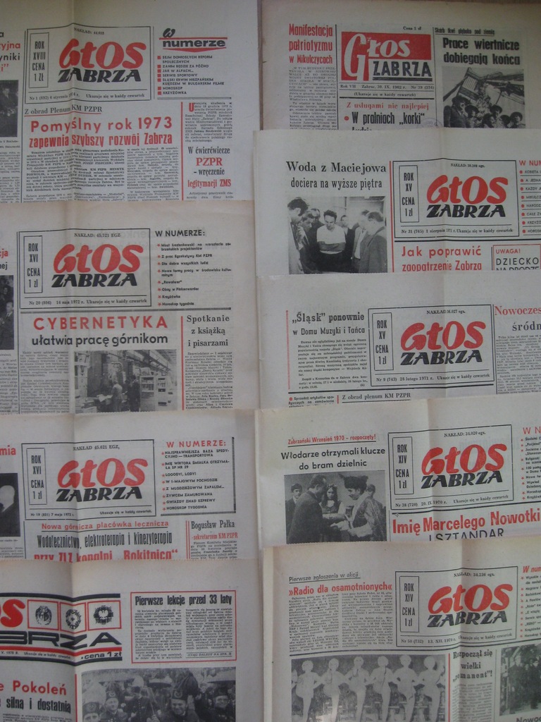 Zabrze Głos Zabrza 1971 rok 9 sztuk
