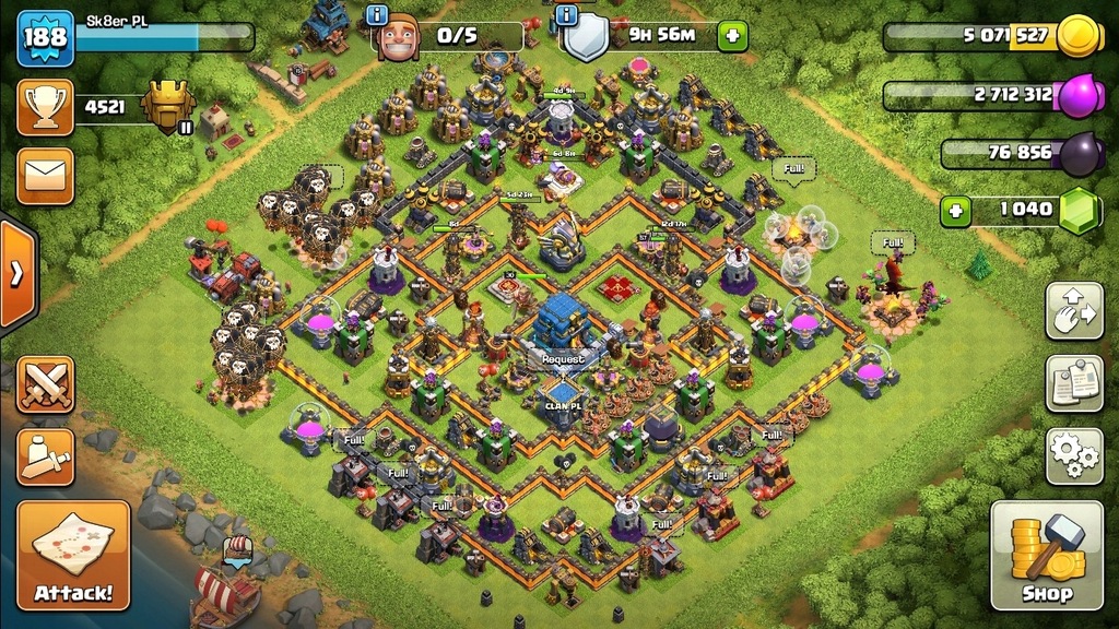 Clash of Clans, gra komórkowa, CoC, TH12 BH8 !!