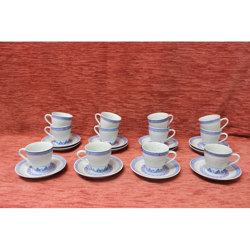 Zestaw 12 filiżanek - chińska porcelana ryżowa