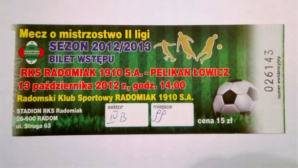 Bilet Radomiak Radom – Pelikan Łowicz 13.10.2012