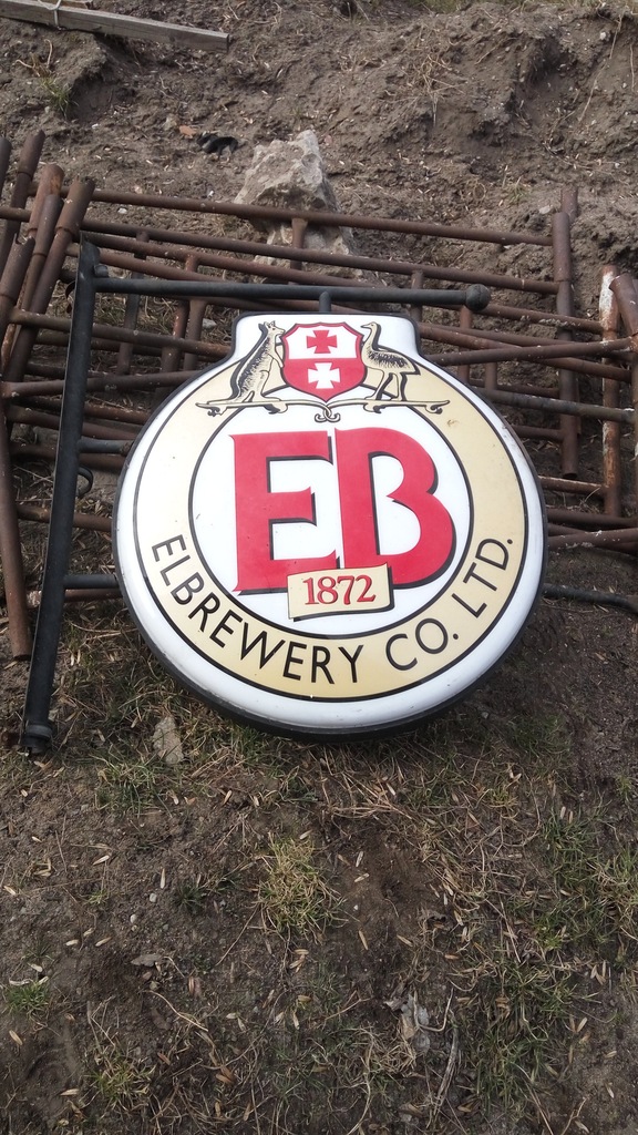 Reklama świetlna piwa EB , vintage piwo eb.