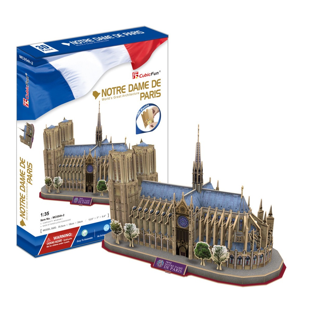 CUBIC FUN PUZZLE 3D Katedra Notre Dame Paryż 128el 7044634778