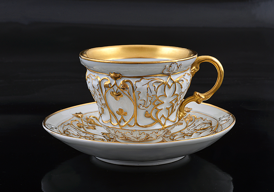 MIŚNIA MEISSEN ZŁOCONA FILIŻANKA Biedermeier 1850