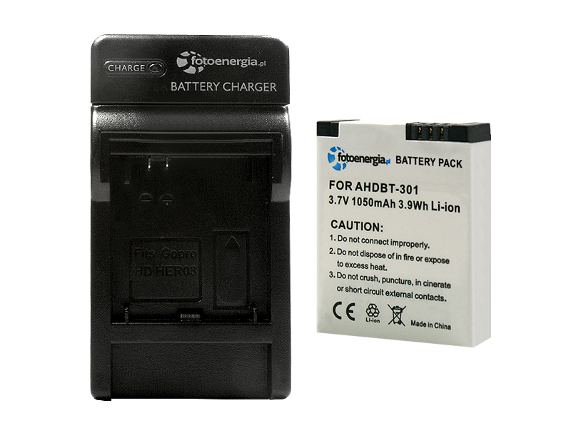 BATERIA AHDBT-301 do GoPro HERO 3 3+ Z ŁADOWARKĄ