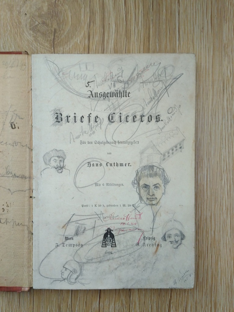 Cyceron Listy łacina 1894 szkice rysunki unikat BC