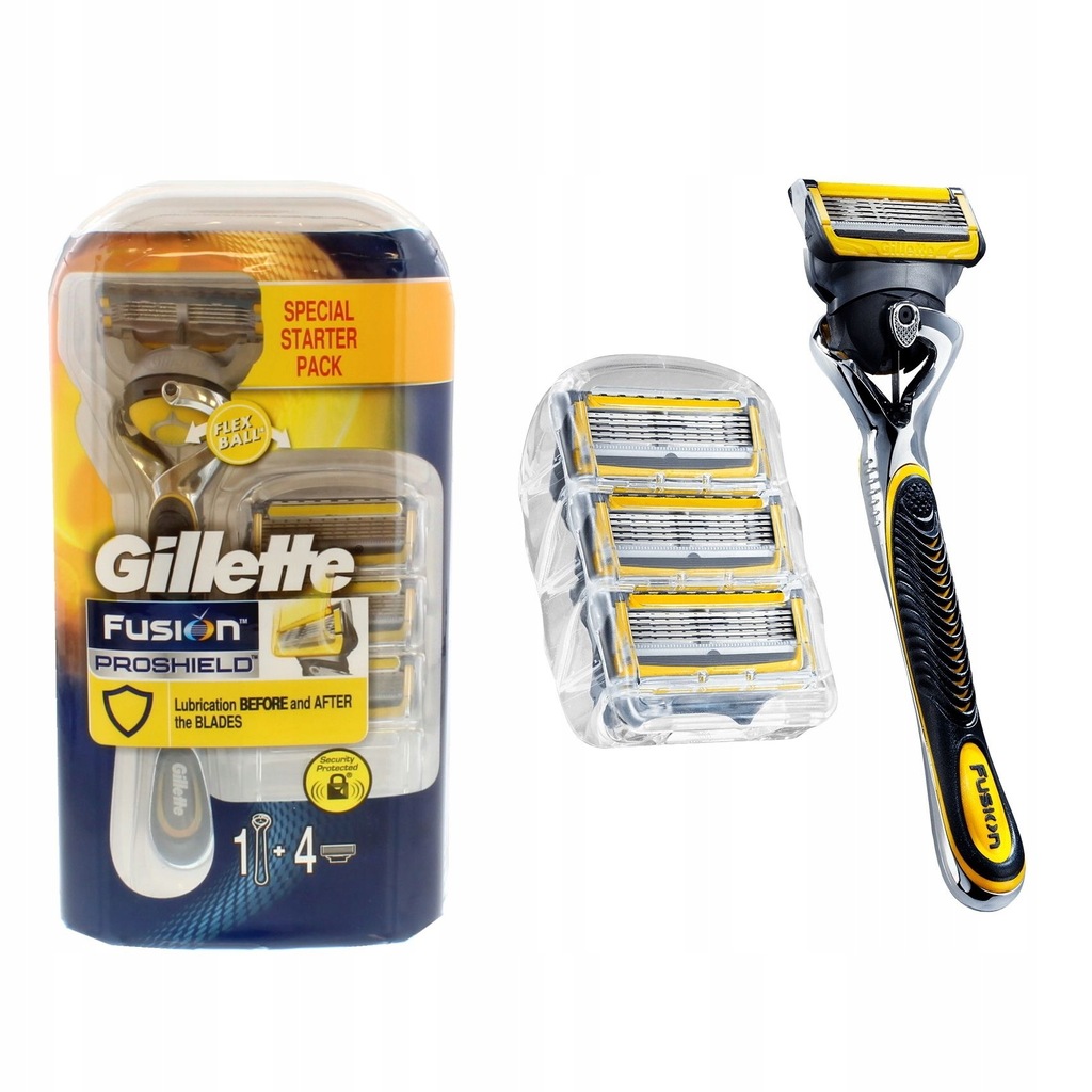 Gillette Fusion Proshield maszynka 4 wkłady zestaw - 7641744589 ...