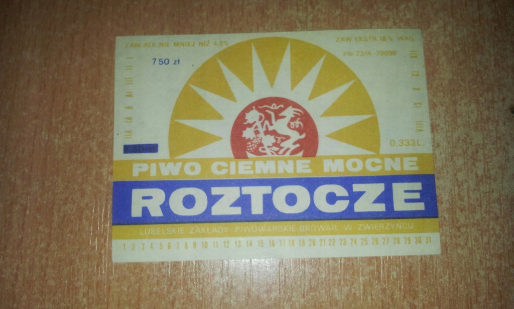 ETYKIETA BROWAR ZWIERZYNIEC PIWO CIEMNE ROZTOCZE