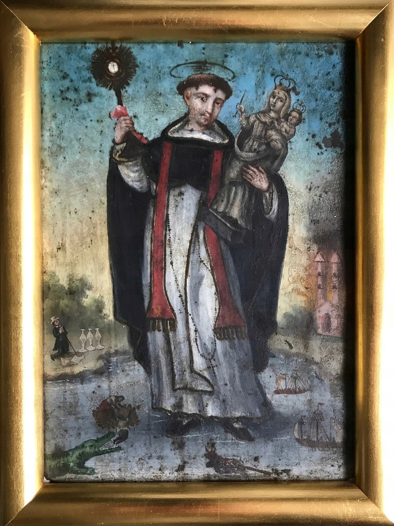 Św.Jacek(Odrowąż) obraz XVIII-wieczny na blasze