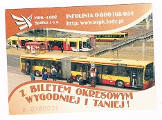 Bilet komunikacyjny okresowy z Łodzi 2004 roku