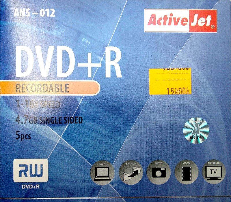 Płyty DVD+R ACTIVEJET 4.7GB 5SZT SLIM 1-16X FV