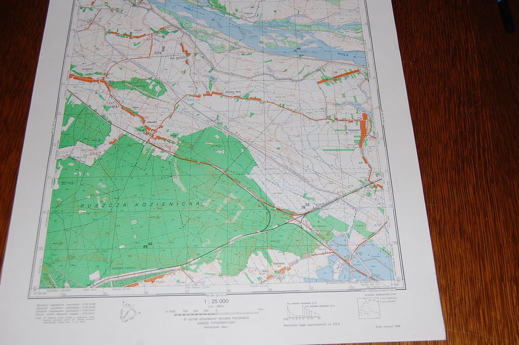 Mapa 1:25000 sztabowa Sieciechów Puszcza Kozienick