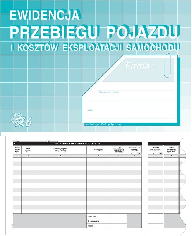 DRUK EWIDENCJA PRZEBIEGU POJAZDU I KOSZTÓW SAM.K6