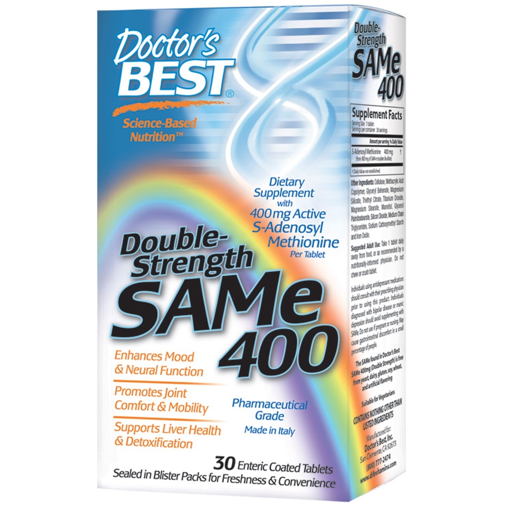Doctor's Best SAM-e 400, Double-Strength - 30 tabl